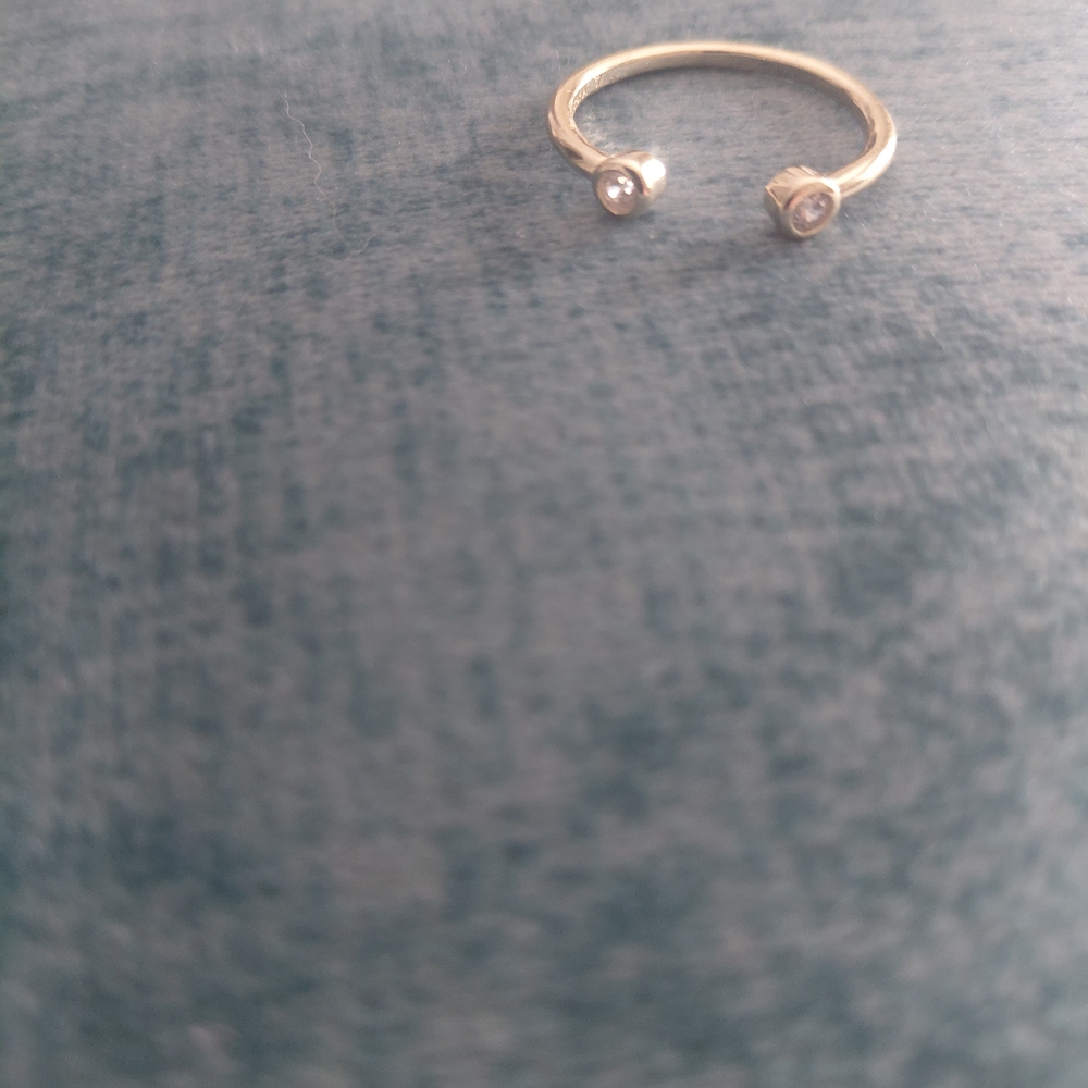 Delicate Open Band Ring with Crystal Tips - Gold Over Sterling Silver
